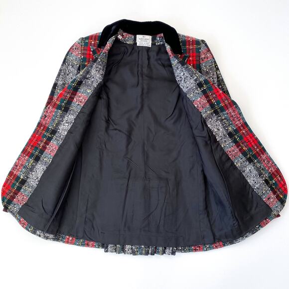 Valentino Vintage Plaid Wool Blazer Women’s Size 8 Checkered Jacket Button Front - Picture 7 of 7